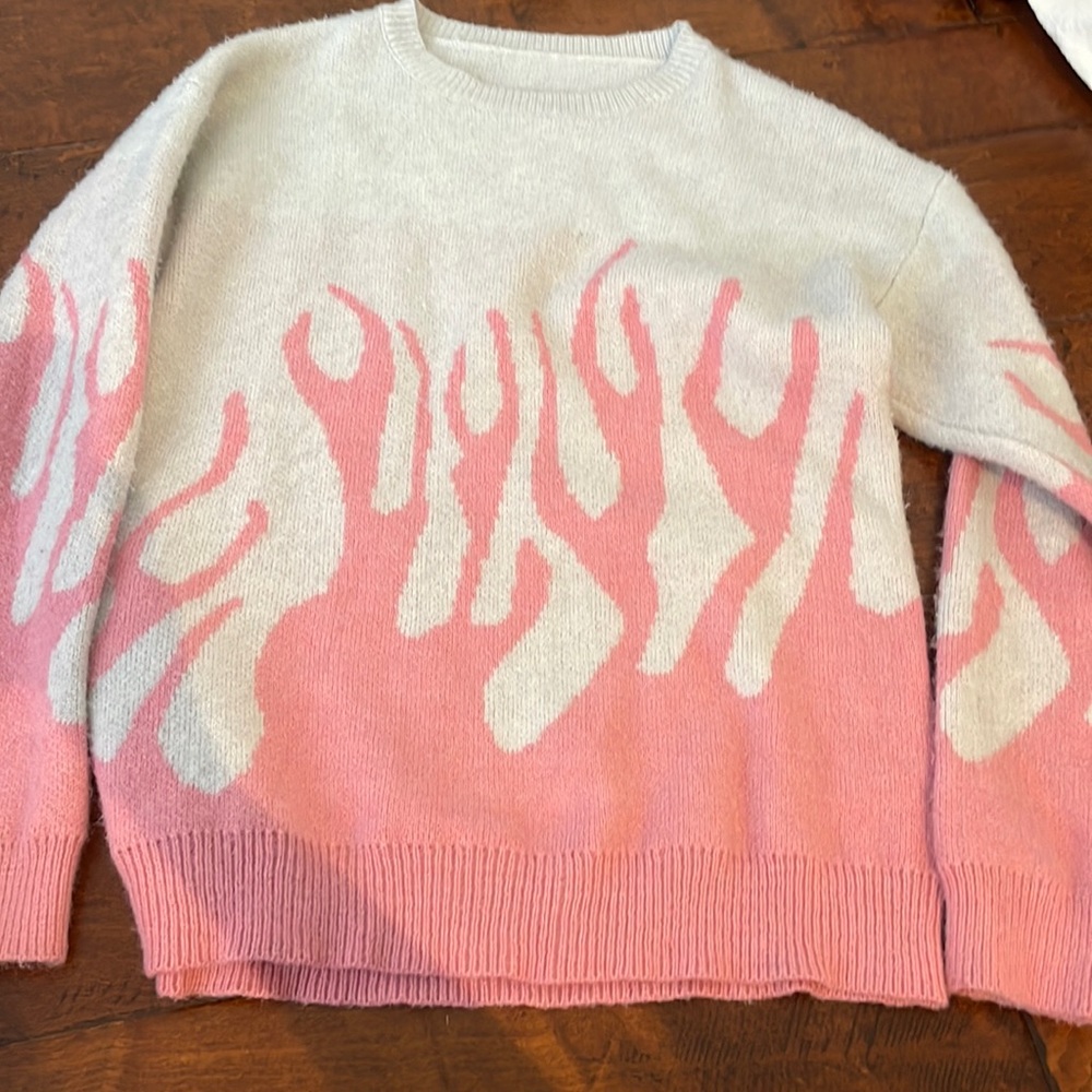 Pink and white sweater